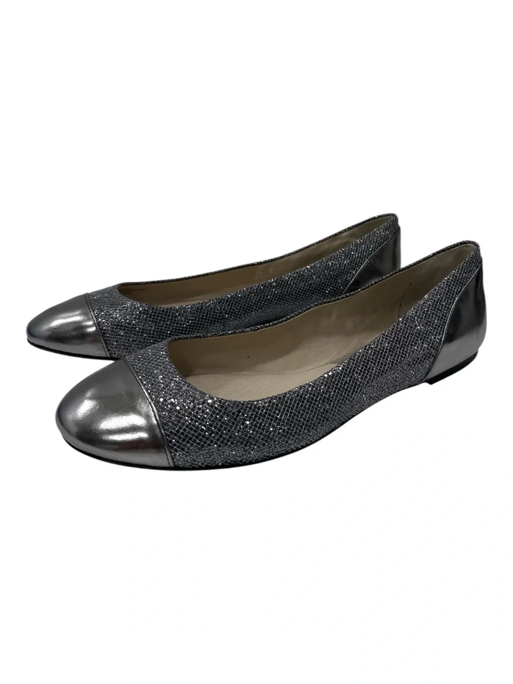 Michael Kors Silver Glitter Cap-Toe Ballet Flats size 10 M